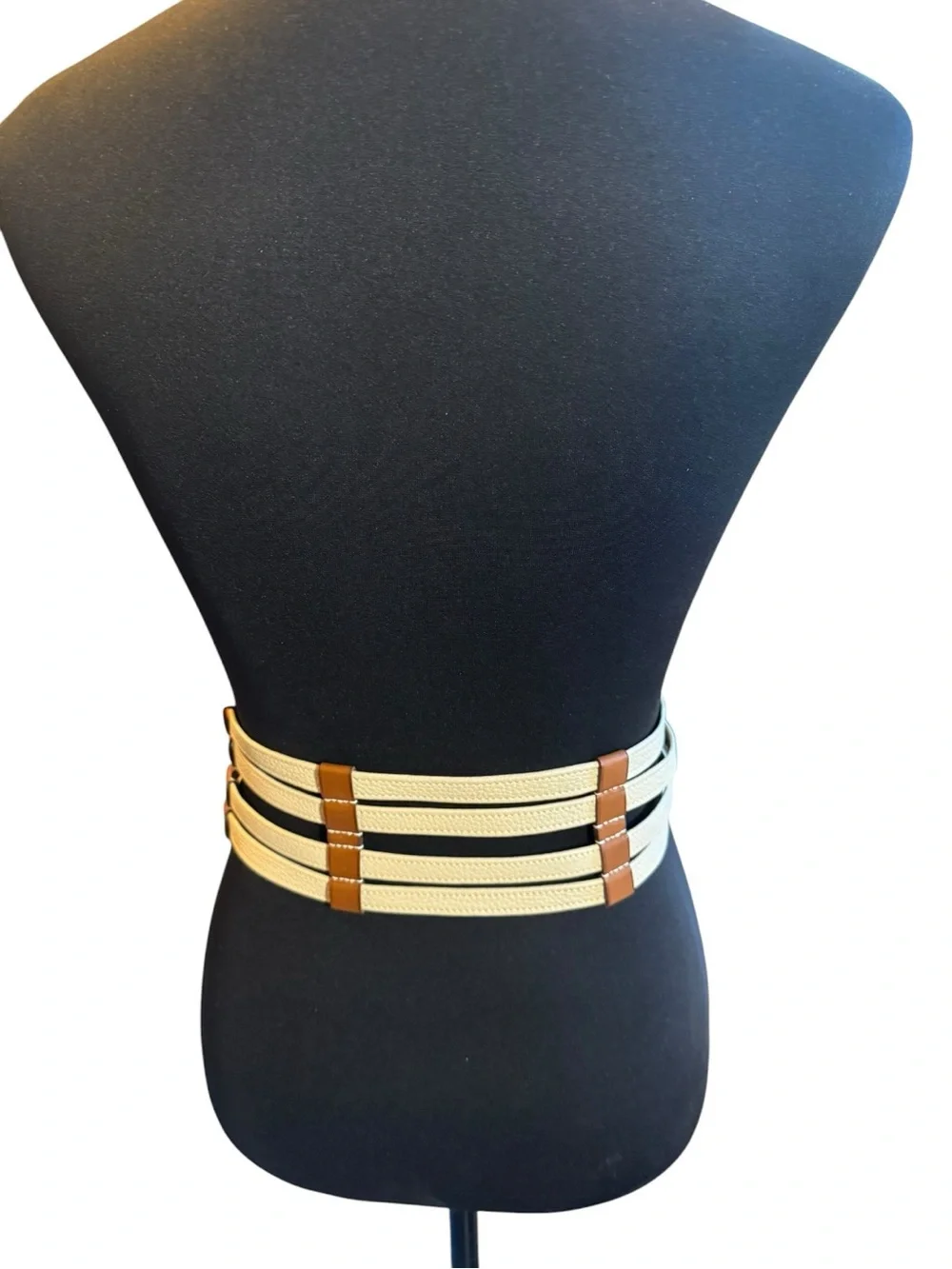 Hermes Two-Tone 2009 Leather Etriviere Double-Strap Belt Sz 31in/80cm (Medium)